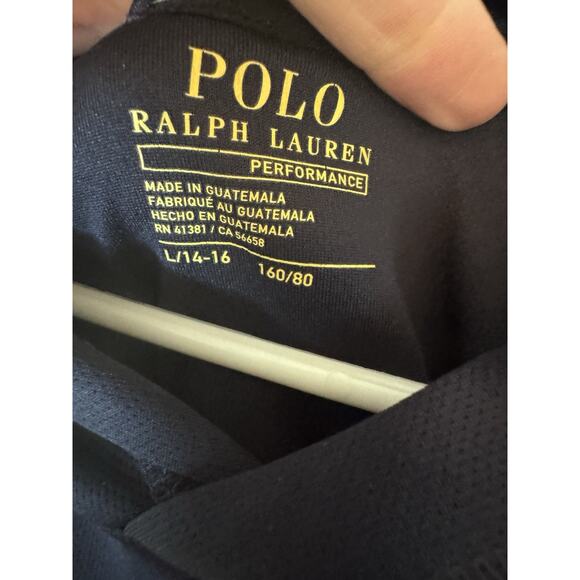 Polo Ralph Lauren Boys L 14-16 Performance Navy Pull Over Hooded Big Pony - Picture 14 of 15
